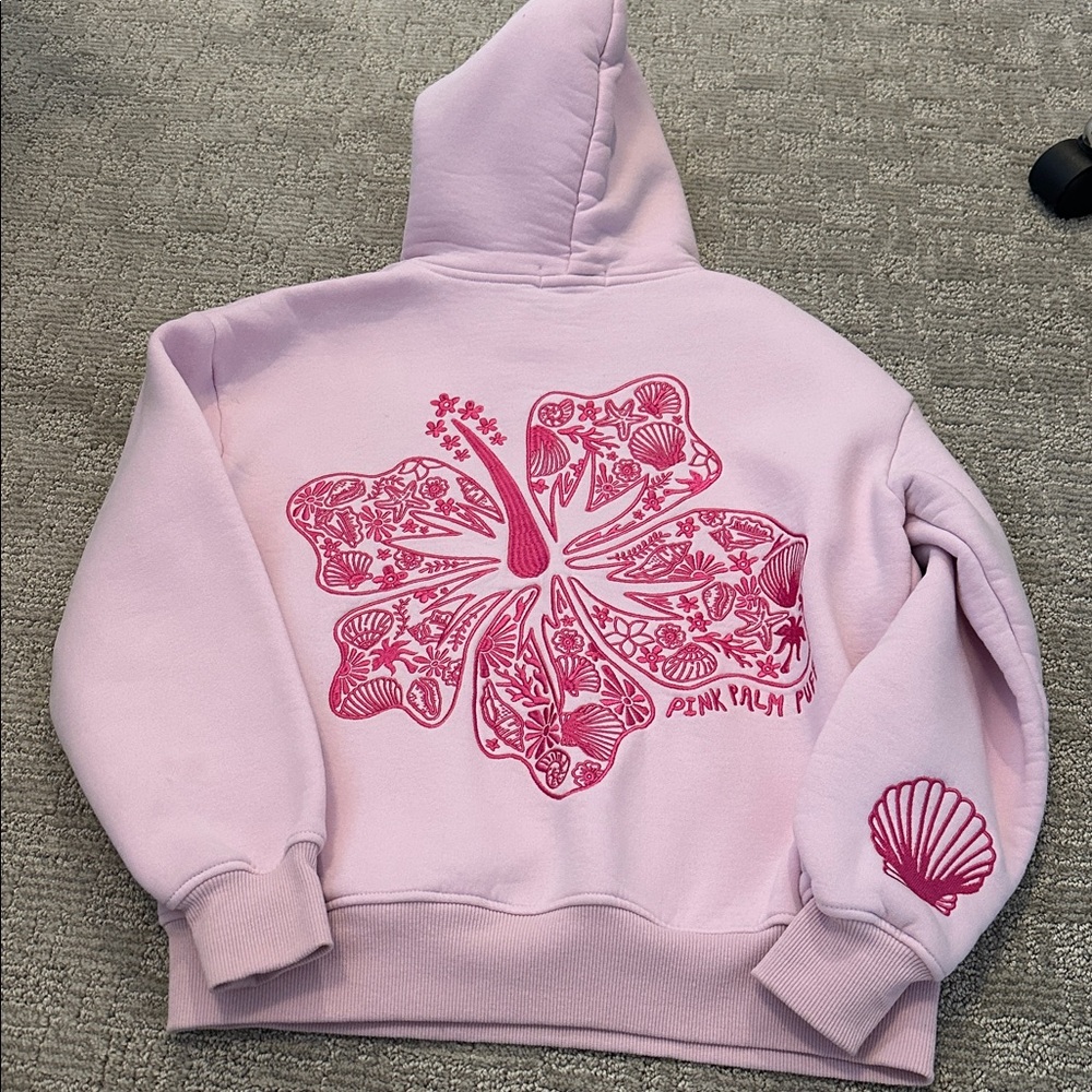 Light Pink -Pink Palm Puff Hoodie XXS - Picture 2 of 5